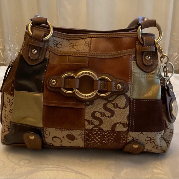 Like NEW! Sophia Caperelli Brown Patchwork Bag - Picture 3 of 12